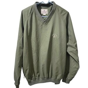 Men's Grand Slam Penguin V-Neck Green Golf Pullover Windbreaker Side Zipper Sz L